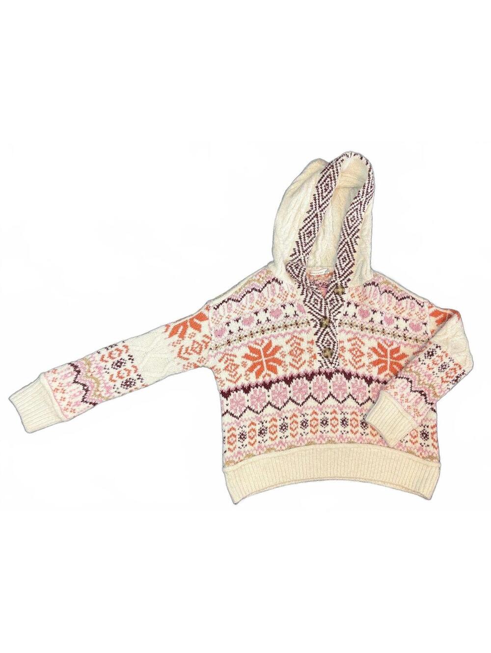 Altar'd State Oversized XXS Fits S & M Fair Isle Cropped Hoodie Cottagecore